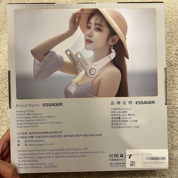 White Hanging Neck Fan Foldable Handfree Lazy Fan Cooling Air Cooler, New - Picture 10 of 10